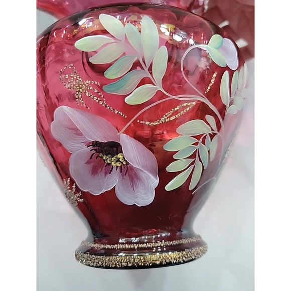 BILL FENTON LEGACY COLLECTION 95TH YEAR HAND PAINTED SIGNED CRANBERRY BASKET - Picture 9 of 12